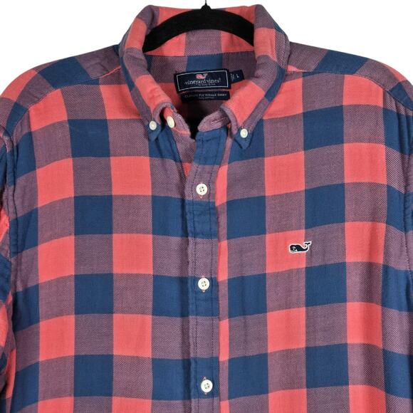 Vineyard Vines Whale Shirt Mens Large Classic Fit Flannel Plaid Preppy Utility - Picture 3 of 12